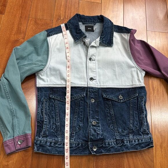 NWOT Urban Outfitters BDG Mens Color Block Denim Trucker Jacket Multicolor Sz M - Picture 11 of 12